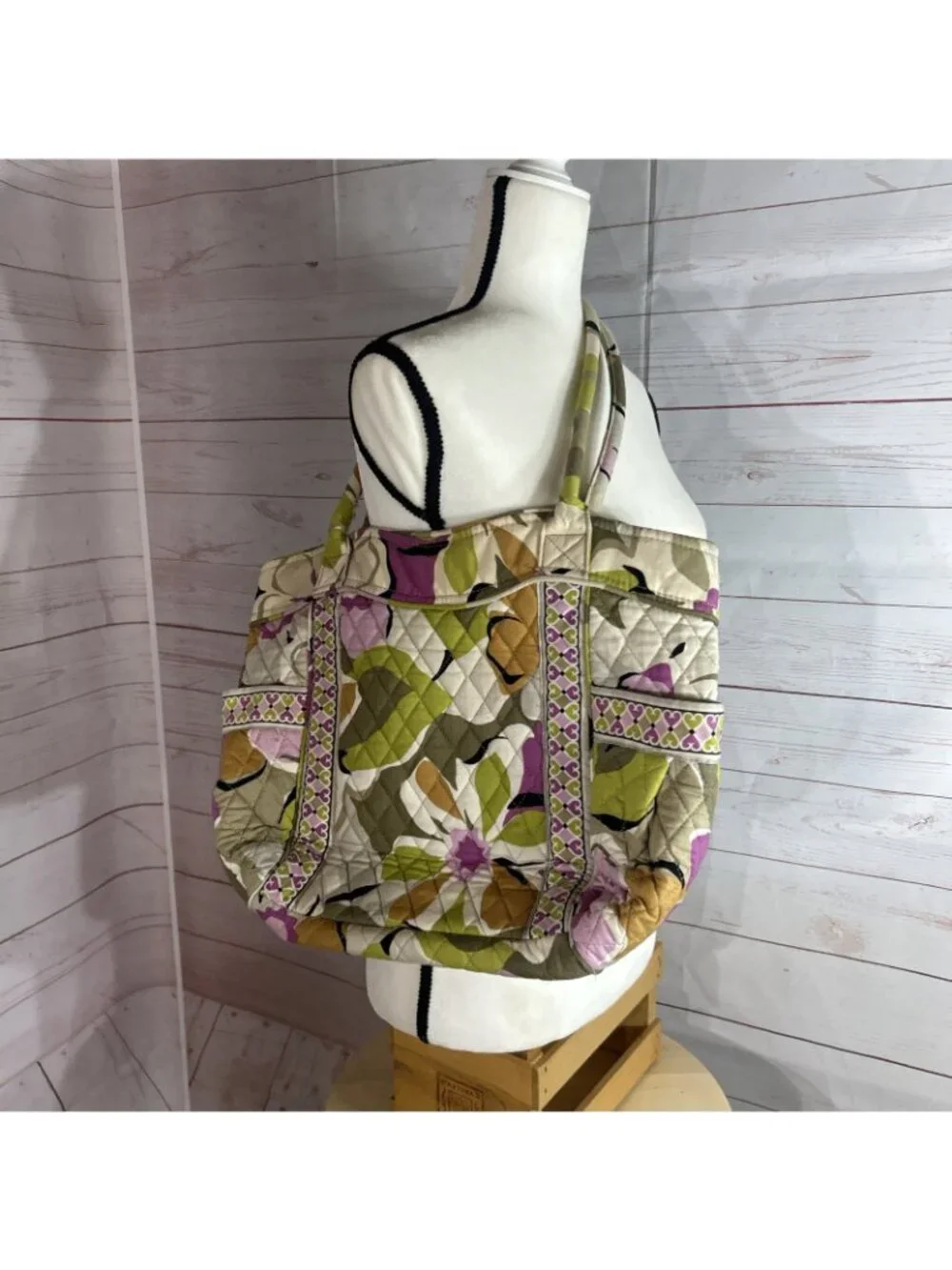 Vera Bradley Medium quilted Tote Shoulder Bag Portobello Road With Side Pockets